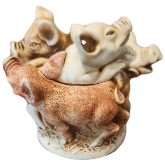 Harmony Kingdom “Pig Heaven" Trinket Box 1999 England Hidden Treasure Chest - Picture 3 of 7